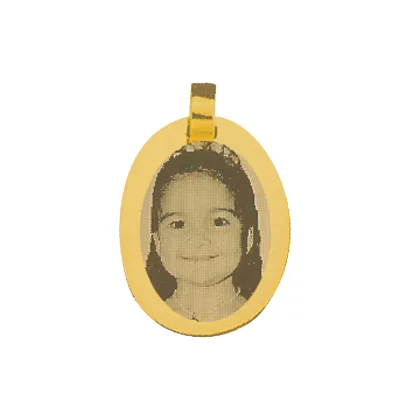 Pingente de Ouro com foto gravada / Fotograva??o 15.7mm x 13mm